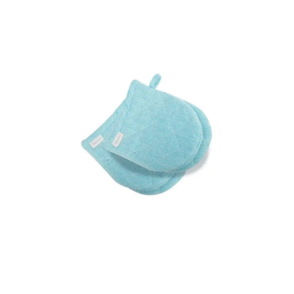 Rans Herringbone Blue Cotton Set of 2 Oven Mini Gloves - Home & Garden > Kitchenware