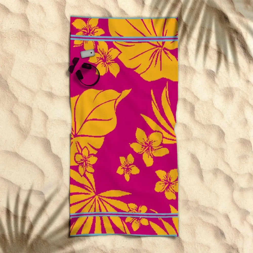 Rans Premium Cotton Jacquard Beach Towel Floral Hawaii 007 Pink - Home & Garden > Bathroom Accessories