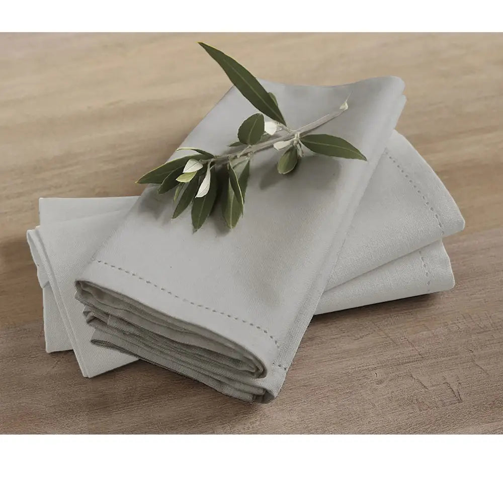 Rans Set of 4 Cotton Hemstitch Napkins - Grey - Home & Garden > Kitchenware