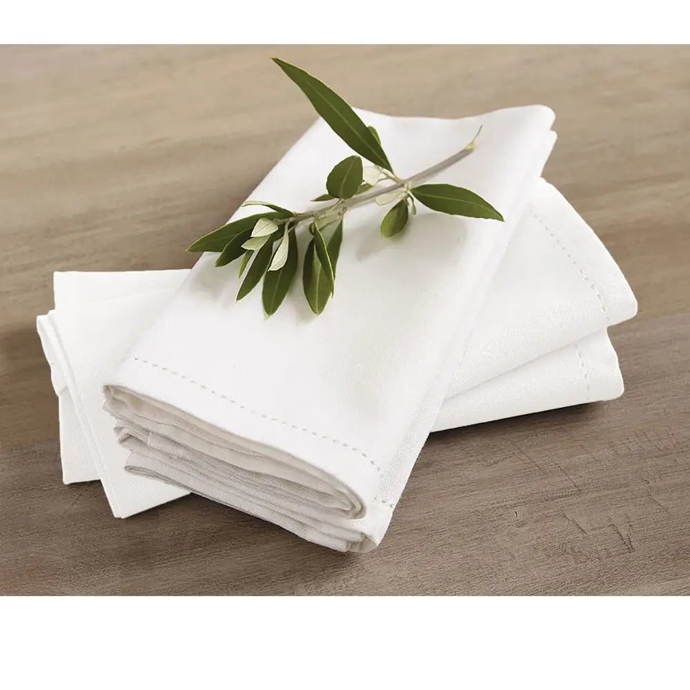 Rans Set of 4 Cotton Hemstitch Napkins - White - Home & Garden > Kitchenware
