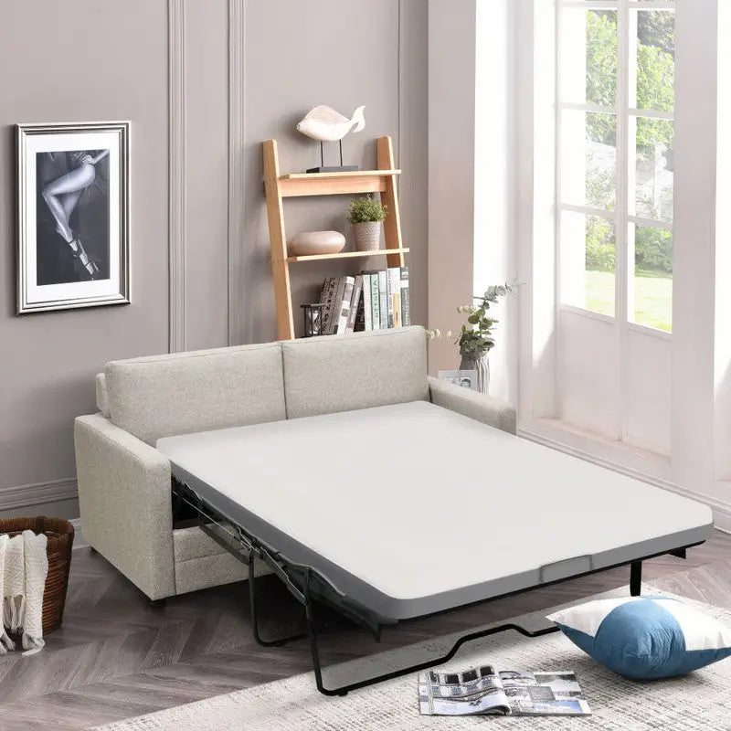 RAY 2 Seater Sofa bed with Separate Foam Mattress- Light grey - Furniture > Sofas