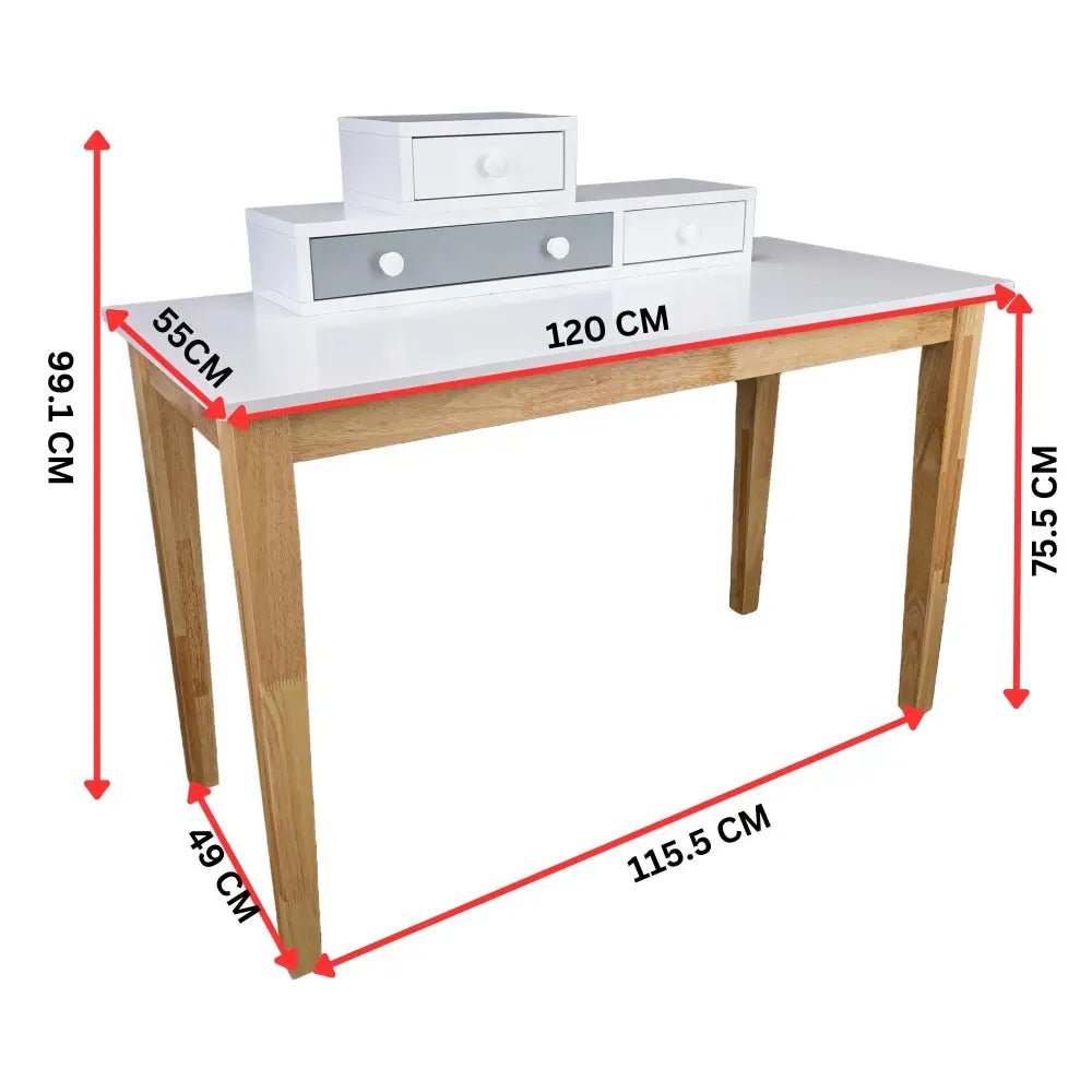 Reader Kids Children Study Computer Desk 120cm Table Rubber Wood - Grey - Furniture > Office
