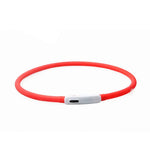 Rechargeable Night LED Dog Collar USB Glow Flashing Light Up Pet Collars Safety-Red-Diameter Length-35cm - Home &