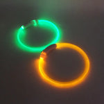 Rechargeable Night LED Dog Collar USB Glow Flashing Light Up Pet Collars Safety-Blue-Diameter Length-50cm - Home &