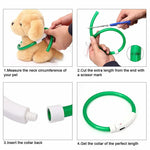 Rechargeable Night LED Dog Collar USB Glow Flashing Light Up Pet Collars Safety-Blue-Diameter Length-50cm - Home &
