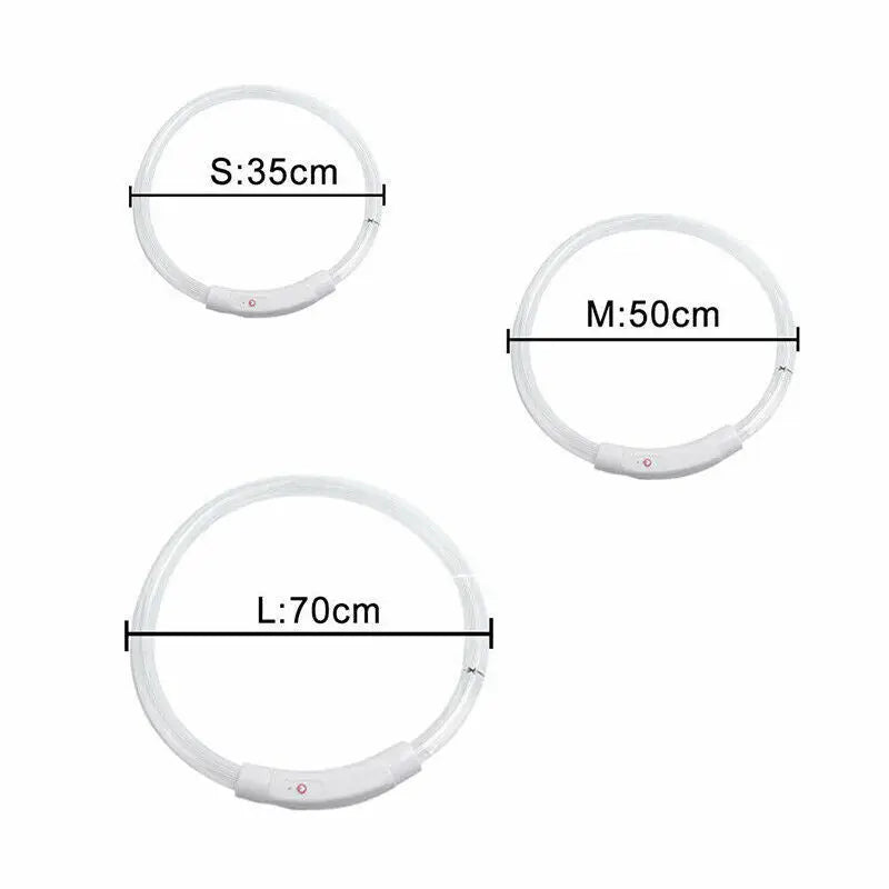 Rechargeable Night LED Dog Collar USB Glow Flashing Light Up Pet Collars Safety-Red-Diameter Length-50cm - Home &