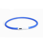 Rechargeable Night LED Dog Collar USB Glow Flashing Light Up Pet Collars Safety-Blue-Diameter Length-50cm - Home &