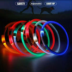 Rechargeable Night LED Dog Collar USB Glow Flashing Light Up Pet Collars Safety-Blue-Diameter Length-35cm - Home &