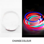 Rechargeable Night LED Dog Collar USB Glow Flashing Light Up Pet Collars Safety-Blue-Diameter Length-50cm - Home &