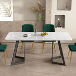 Rectangular Marble-Effect Table - Furniture > Dining