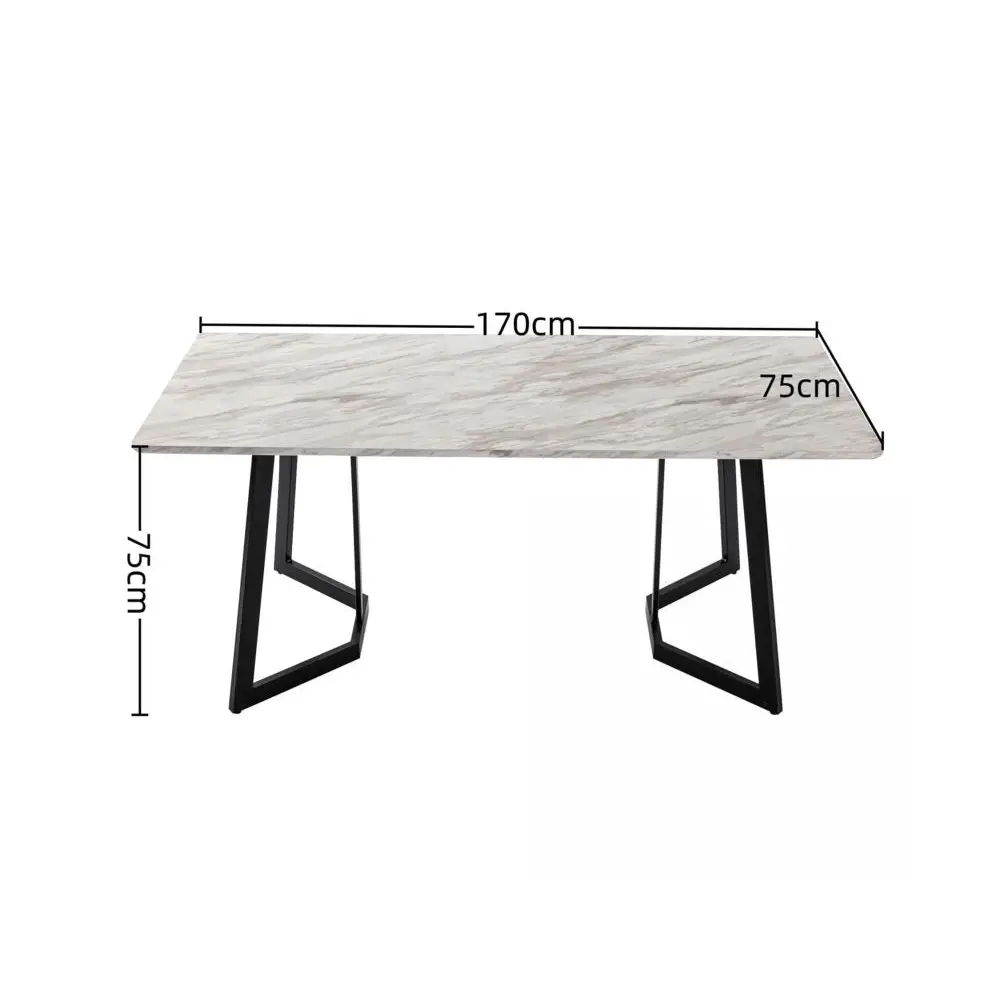 Rectangular Marble-Effect Table - Furniture > Dining