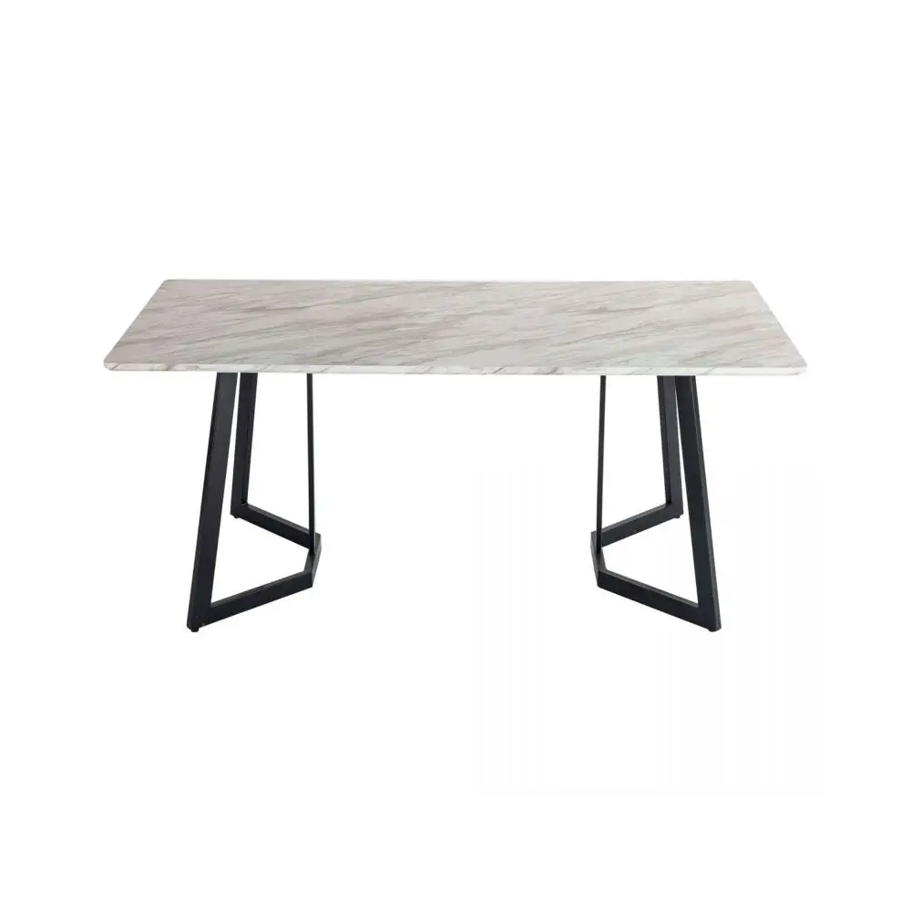 Rectangular Marble-Effect Table - Furniture > Dining