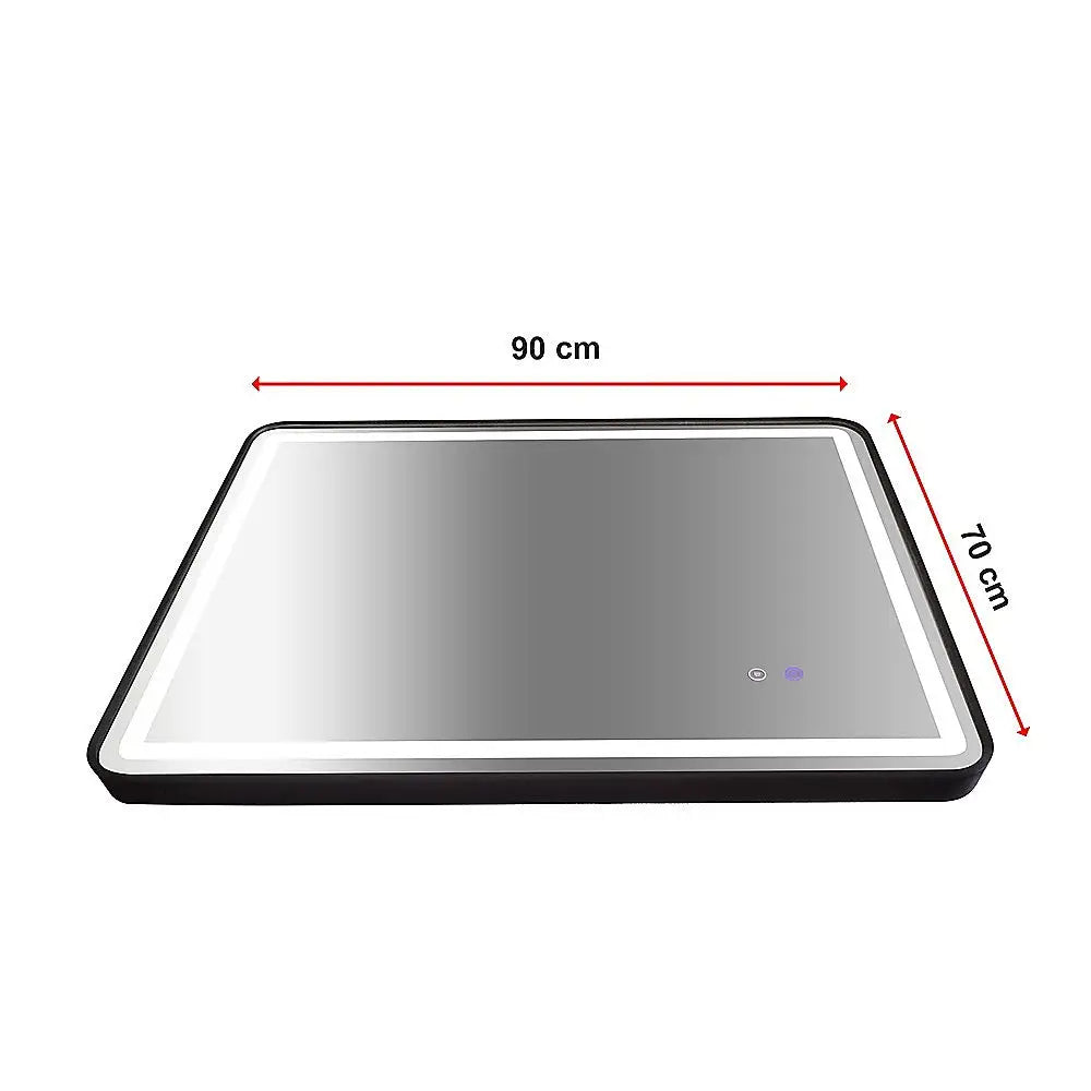 Rectangular Mirror LED Anti-Fog Illuminated Bathroom Living Room - 90x70cm - Health & Beauty > Personal Care > Back Care