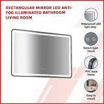 Rectangular Mirror LED Anti-Fog Illuminated Bathroom Living Room - Health & Beauty > Personal Care > Back Care