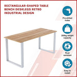 Rectangular-Shaped Table Bench Desk Legs Retro Industrial Design Fully Welded - White - Furniture > Office
