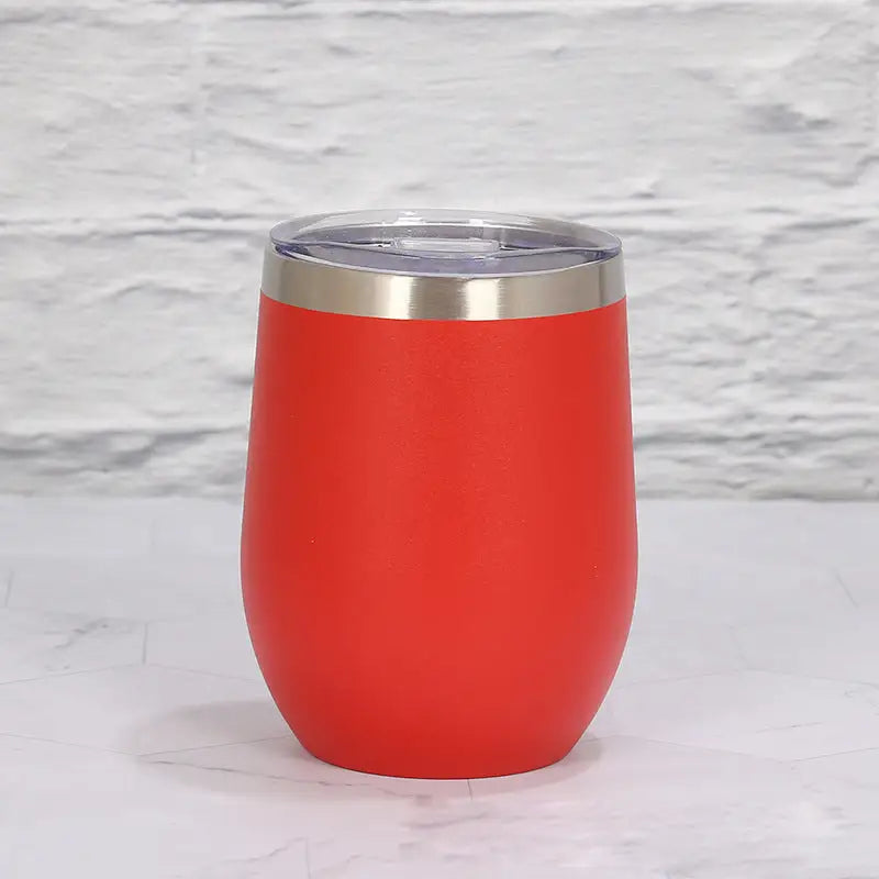 Red 12oz Double-Wall Vacuum 304 Eggshell Cup - Mini Portable Insulated U-Shaped Cup Creative Small Beer Mug