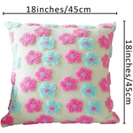 Red and Brown Charming 3D Floral Plush Cushion Covers - Set of 4 45x45cm Soft Faux Lambswool Pillowcases for Sofa & Bed