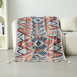 Red-blue Bohemian Knitted Sofa Blanket 130 x 170 cm 900g Ideal for Hotel and Nap Use - Home & Garden > Bedding >