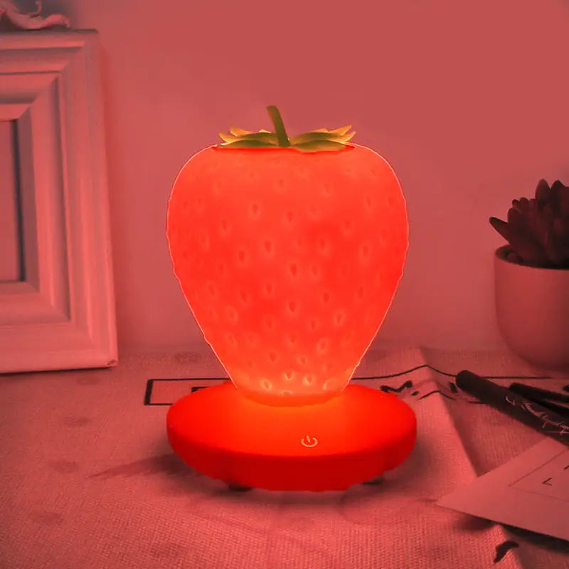 Red Cute Silicone Strawberry Night Light - USB Rechargeable Touch Control - Home & Garden > Lighting > Night Lights &