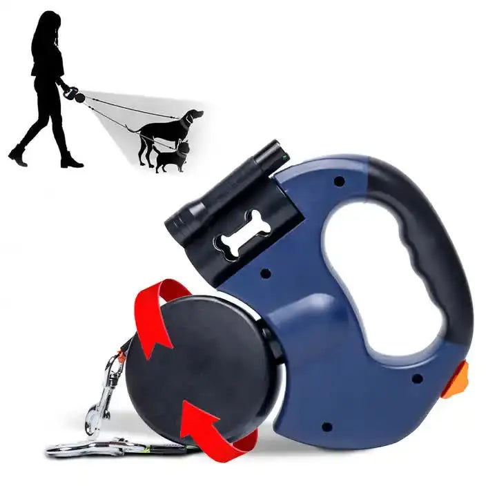 Red Dual Retractable Dog Leash | 2-in-1 Automatic Pet Leash for Walking Two Dogs Simultaneously - Pet Care > Dog