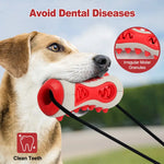 Red Interactive Dog Suction Cup Tug Toy - Durable TPR Chew & Treat Dispenser for Teeth Cleaning & Solo Play - Pet Care