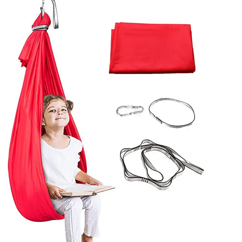 Red Kids’ Outdoor Hanging Swing Pod Chair - Comfortable & Durable Hammock for Play - Furniture > Outdoor > Outdoor