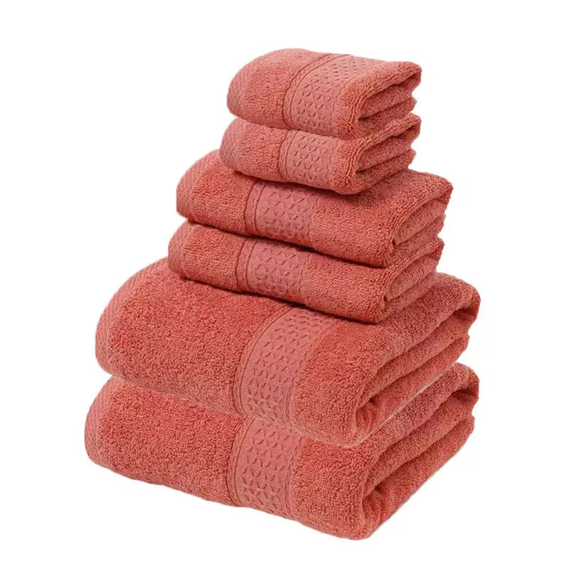 Red Luxury 6-Piece 100% Cotton Towel Set - 2 Bath Towels 2 Hand Towels 2 Face Towels - Home & Garden > Bathroom