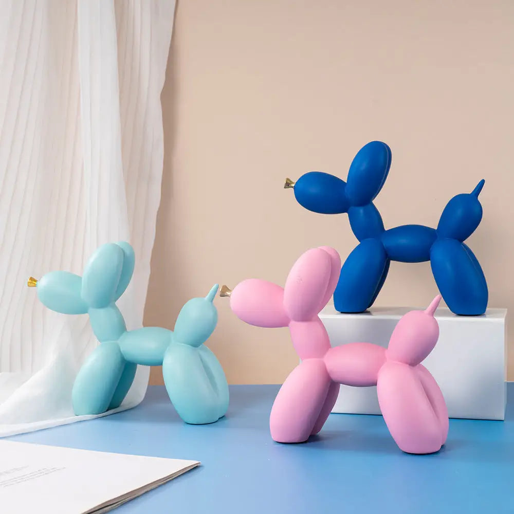 Red Modern Resin Balloon Dog Sculpture - Playful Art Figurine with Golden Snout Accent - Home & Garden > Decor > Garden