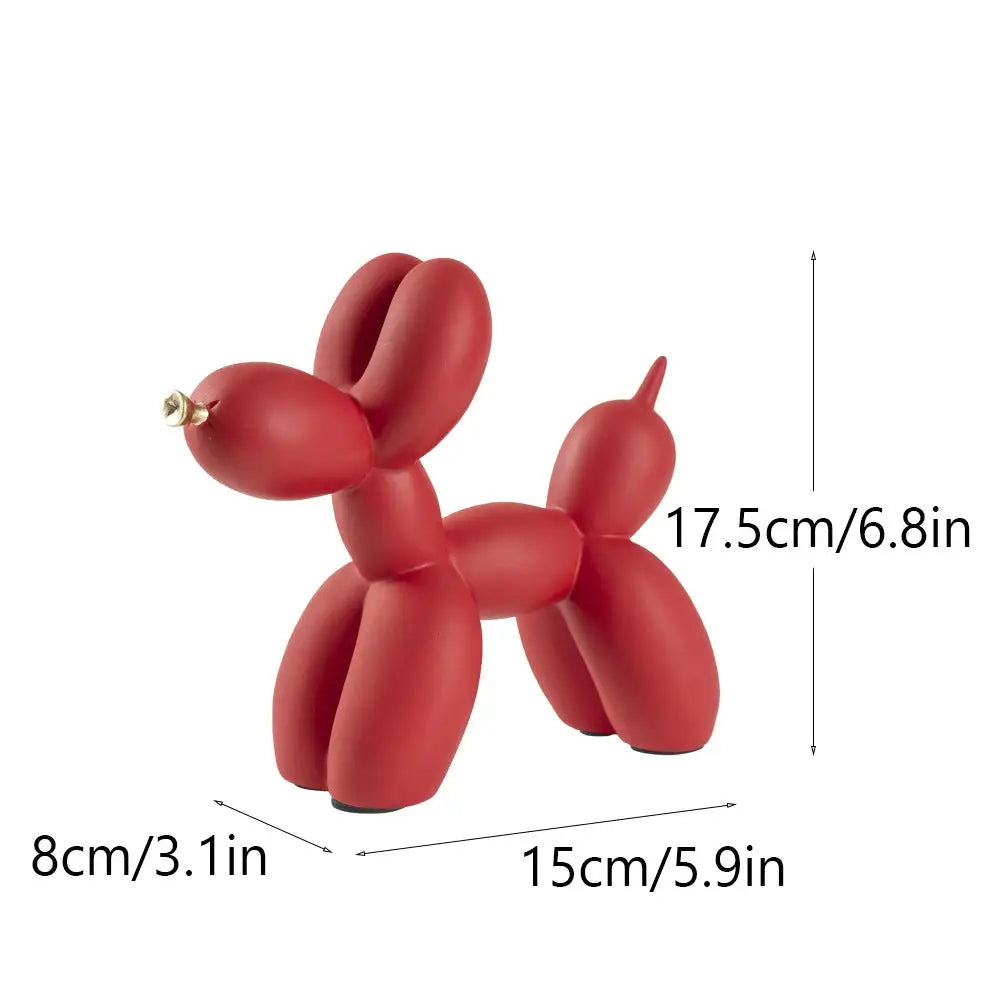 Red Modern Resin Balloon Dog Sculpture - Playful Art Figurine with Golden Snout Accent - Home & Garden > Decor > Garden