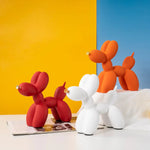 Red Modern Resin Balloon Dog Sculpture - Playful Art Figurine with Golden Snout Accent - Home & Garden > Decor > Garden
