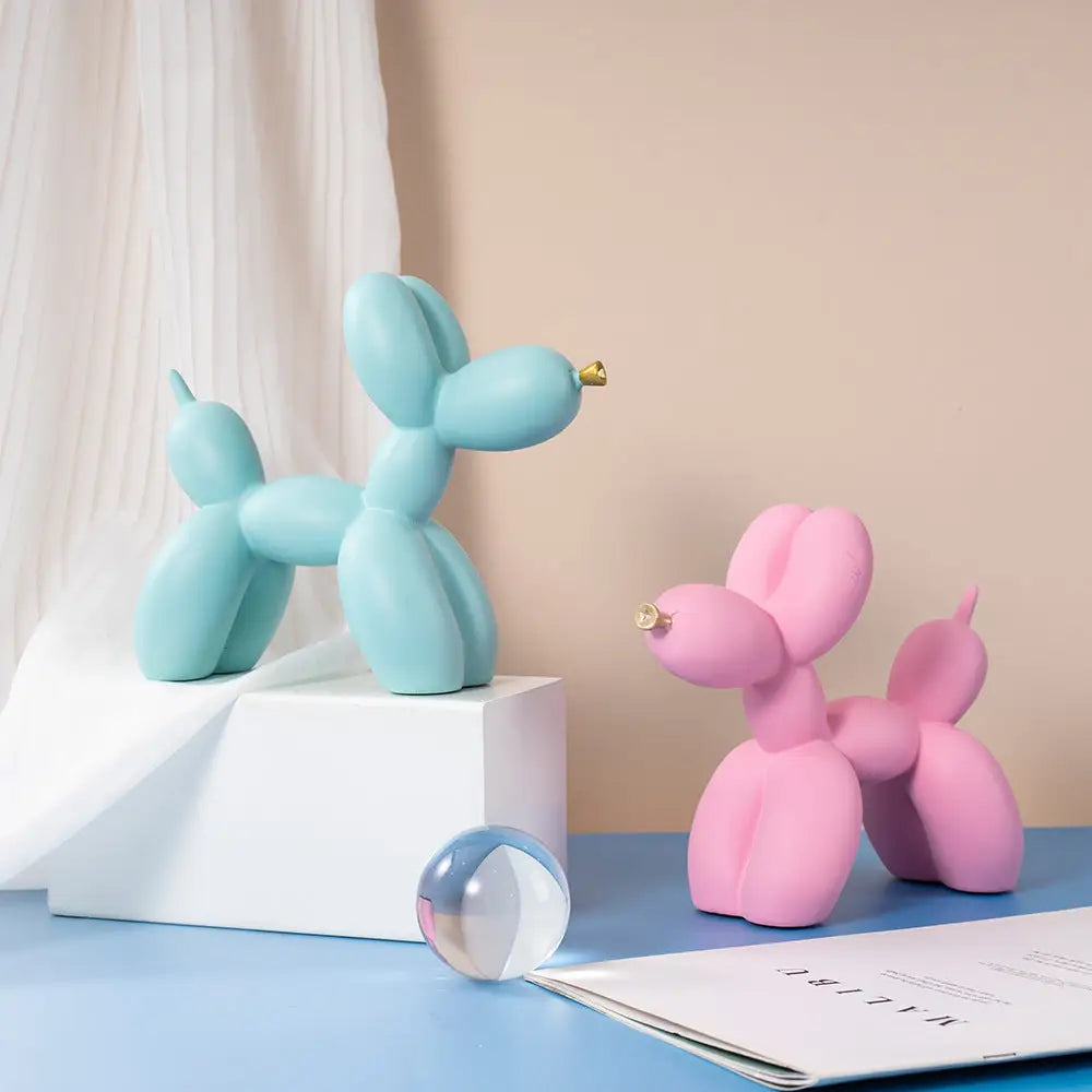 Red Modern Resin Balloon Dog Sculpture - Playful Art Figurine with Golden Snout Accent - Home & Garden > Decor > Garden
