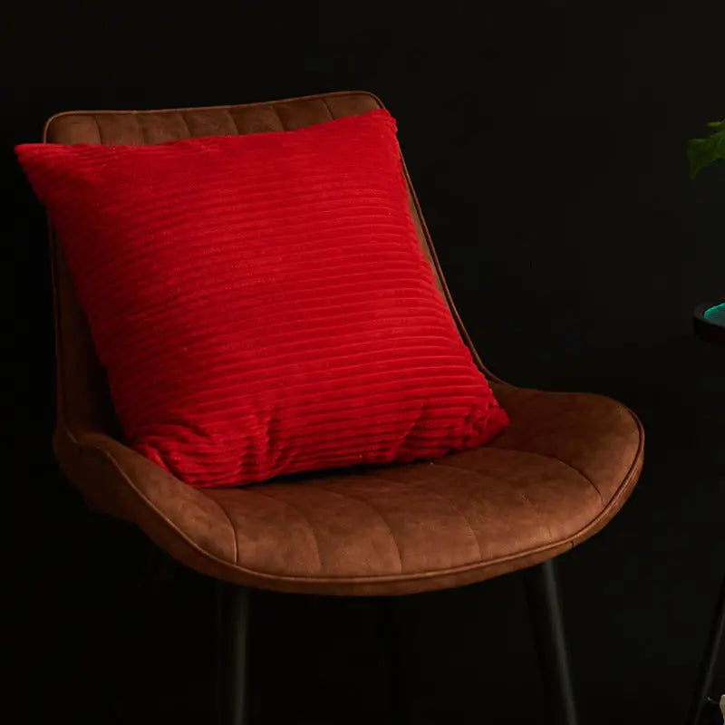 Red Set of 4 Corduroy Pillow Covers - Solid Color Minimalist Throw Cushion Covers - 45x45cm (Pillow Inserts