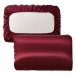 Red Silky Satin Pillowcase Pair - Smooth for Hair & Skin Elastic Fitted (46x90 + 16cm) - Home & Garden > Bedding >