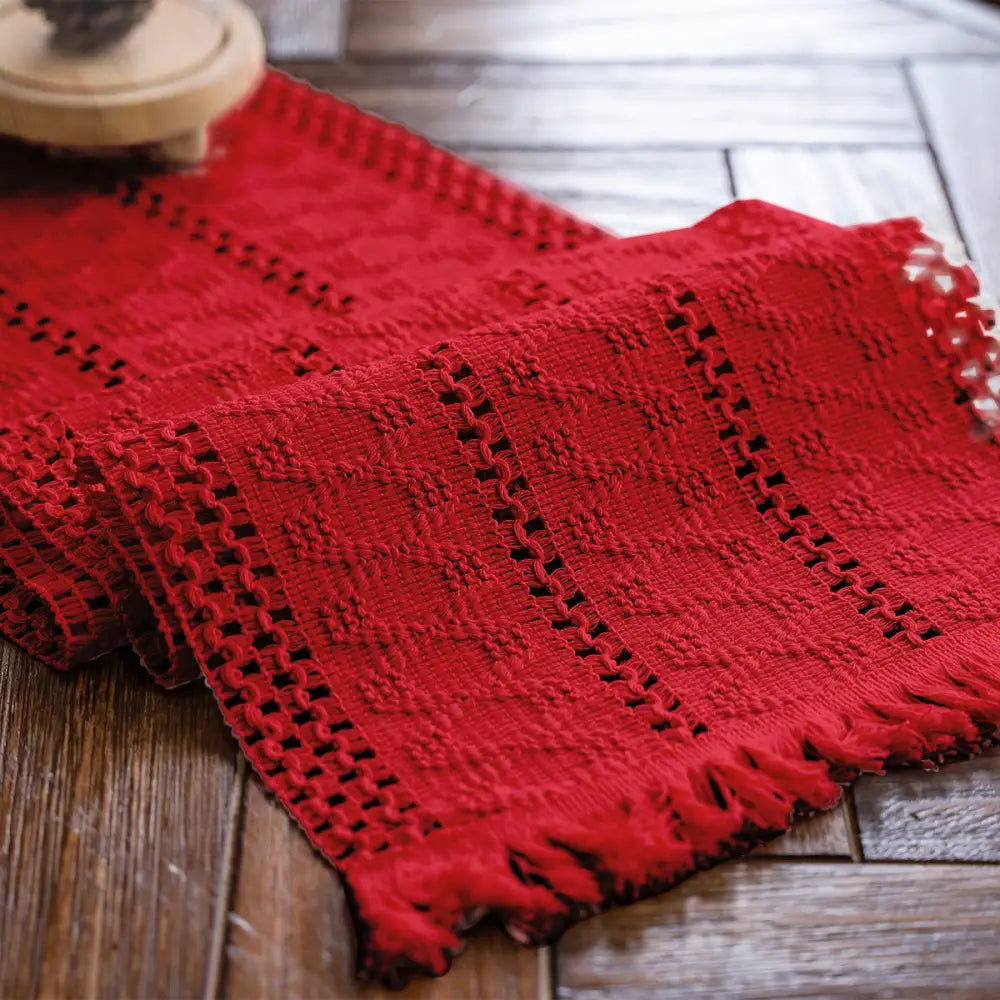 Red Twisted Red Whiskers Table Flag Vintage-Inspired Chinese Table Runner with Retro Ambiance - 30x200cm New Style Tea