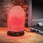 Red USB Himalayan Pink Salt Lamp - Colour Light Bulb - Mini Natural Rock Crystal - Home & Garden > Lighting