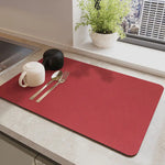 Red Waterproof Quick-Dry Kitchen Mat - Non-Slip Rubber Base Absorbent Technology Fabric 4mm Thick - Home & Garden >