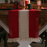 Red-white Vintage-Inspired Chinese Table Runner with Retro Ambiance - 30x200cm New Style Tea Flag for TV Cabinet