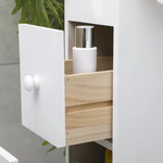 Removable Bathroom Side Cabinet Toilet Caddy with Storage Drawers- White - Furniture > Bathroom > Bathroom Cabinets