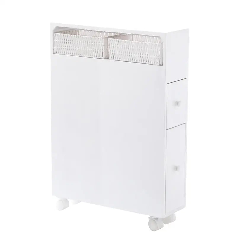 Removable Bathroom Side Cabinet Toilet Caddy with Storage Drawers- White - Furniture > Bathroom > Bathroom Cabinets