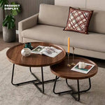 Removable Set of 2 Round Coffee Table Walnut Nesting Side End Table Furniture - Electronics > Computers & Tablets