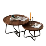 Removable Set of 2 Round Coffee Table Walnut Nesting Side End Table Furniture - Electronics > Computers & Tablets
