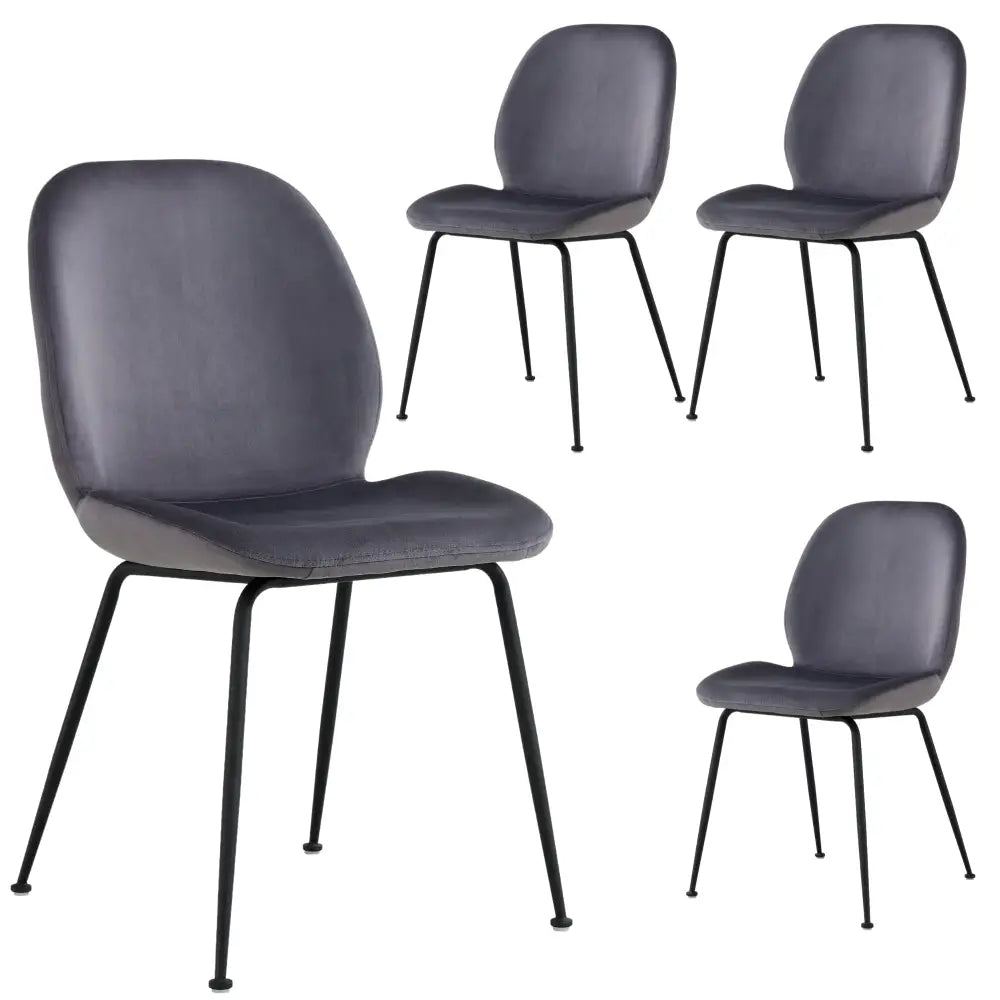 Remy Dining Chair Set of 4 Fabric Seat with Metal Frame - Charcoal - Furniture > Dining