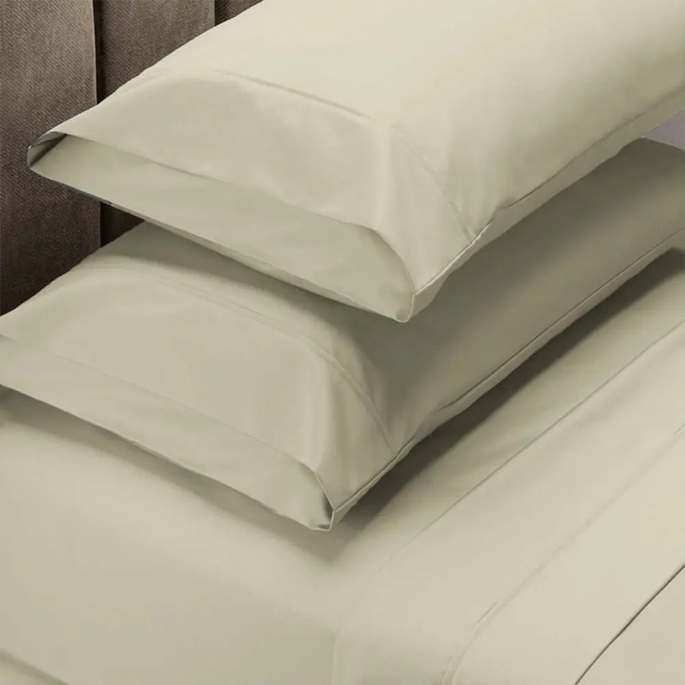 Renee Taylor 1500 Thread Count Pure Soft Cotton Blend Flat & Fitted Sheet Set Ivory King - Home & Garden > Bedding