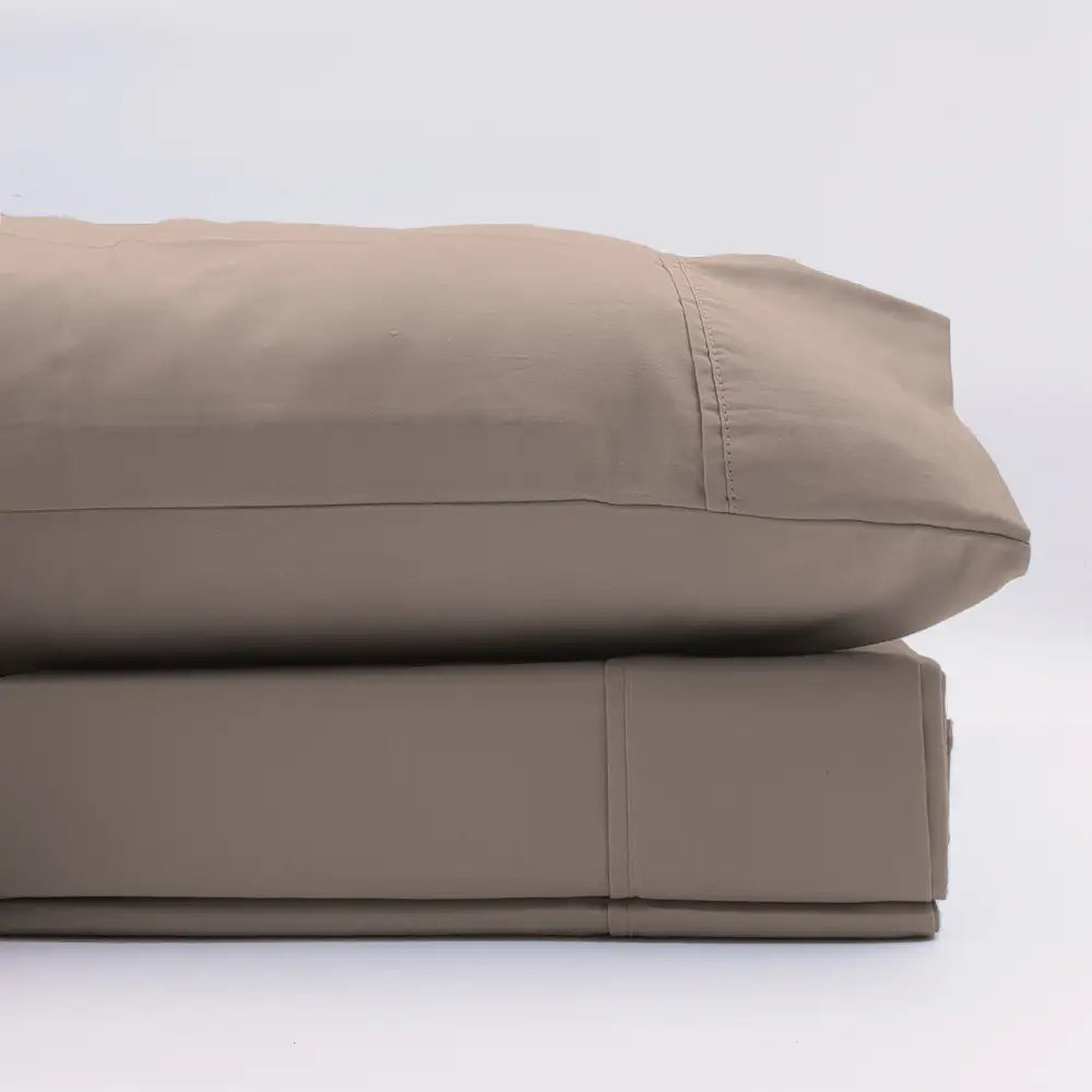 Renee Taylor 1500 Thread Count Pure Soft Cotton Blend Flat & Fitted Sheet Set Stone King - Home & Garden > Bedding