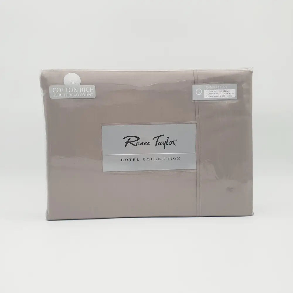 Renee Taylor 1500 Thread Count Pure Soft Cotton Blend Flat & Fitted Sheet Set Stone King - Home & Garden > Bedding