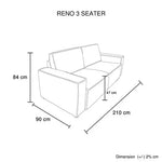 Reno 3 Seater Sofa Beige Colour Fabric Upholstery Wooden Structure Knock Down Feature In Back & Arms - Furniture > Sofas