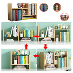 Resize-able Thick Wood Desktop Bookshelf Display Rack Unit(White) - Furniture > Office