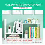 Resize-able Thick Wood Desktop Bookshelf Display Rack Unit(White) - Furniture > Office