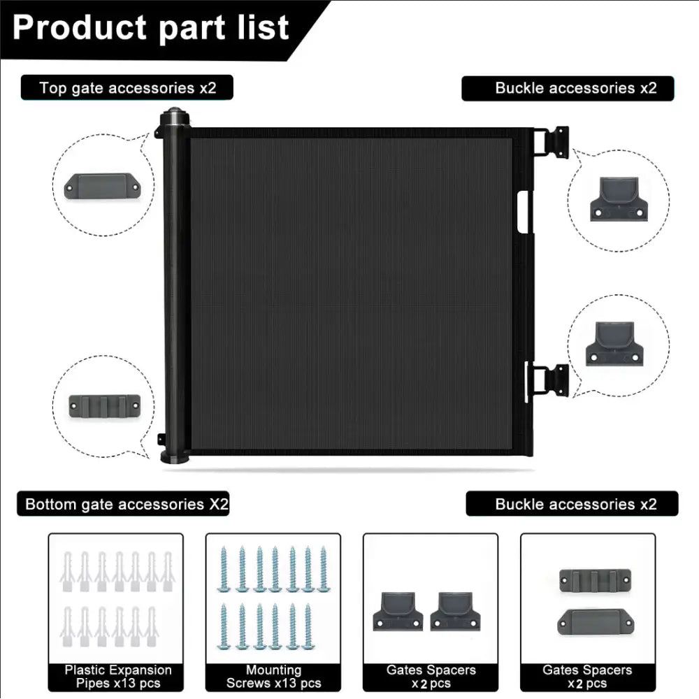Retractable 1.5M Doorways Hallways Stairs Baby Gate Dog Pet Gate Indoor Outdoor Safety Gates - Baby & Kids > Gates &