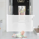 Retractable 1.5M Doorways Hallways Stairs Baby Gate Dog Pet Gate Indoor Outdoor Safety Gates White - Baby & Kids >